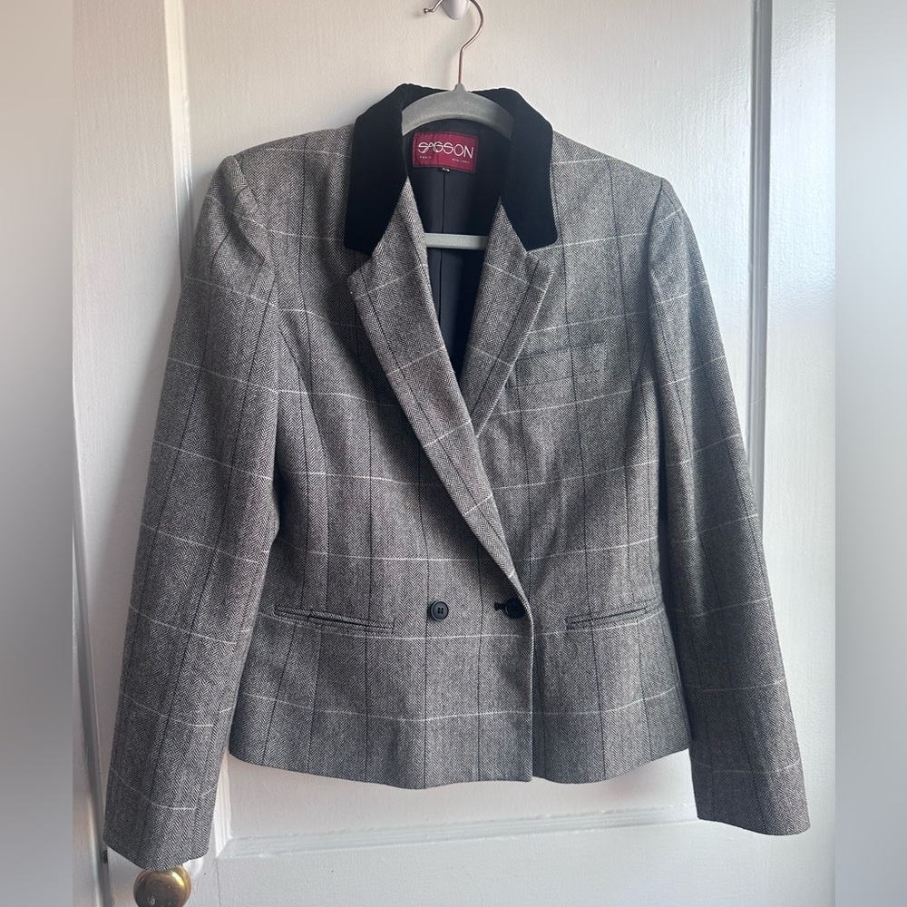 Vintage Black and Gray Women's Blazer